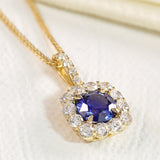 Blue Sapphire and Diamond Necklace