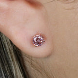 Pink Lab Grown Diamond Studs in Rose Gold