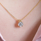 Bold Gold Solitaire Lab Created Diamond Necklace