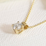 Bold Gold Solitaire Lab Created Diamond Necklace