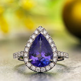 Pear Tanzanite & Diamond Ring