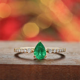 Pear Shape Emerald & Diamond Ring