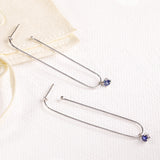 Long Paperclip Blue Sapphire Earrings