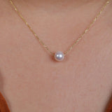 Floating Pearl Necklace in Yellow Gold
