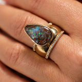 Australian Boulder Opal &amp; Diamond Ring