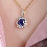 Blue Sapphire and Diamond Necklace