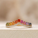 Rainbow Sapphire & Diamond Chevron Band