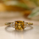 Citrine & Diamond Milgrain Ring