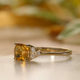 Citrine & Diamond Milgrain Ring