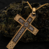 Hand Engraved Two-Tone Cross Pendant