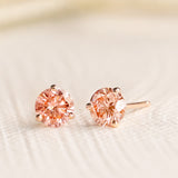 Pink Lab Grown Diamond Studs in Rose Gold 1 tcw