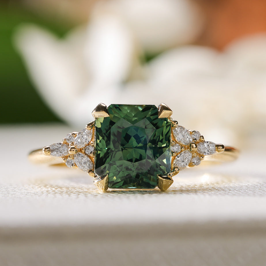 Fiona with Green Mixed Radiant Sapphire – Kirk's Jewelry