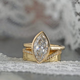 Diamond Dipped Chevron Band in Yellow Gold