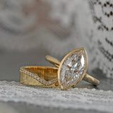 Diamond Dipped Chevron Band in Yellow Gold