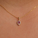 Rhodolite Garnet Diamond Halo Pendant