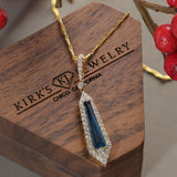 Long Topaz Baguette Diamond Pendant