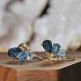 Blue Topaz Ombre and Diamond Studs