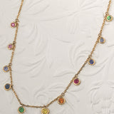 Rainbow Sapphire Bezel Necklace