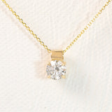 Bold Gold Solitaire Lab Created Diamond Necklace