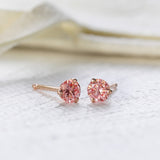 Pink Lab Grown Diamond Studs in Rose Gold