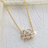 Diamond Lotus Necklace in Yellow Gold